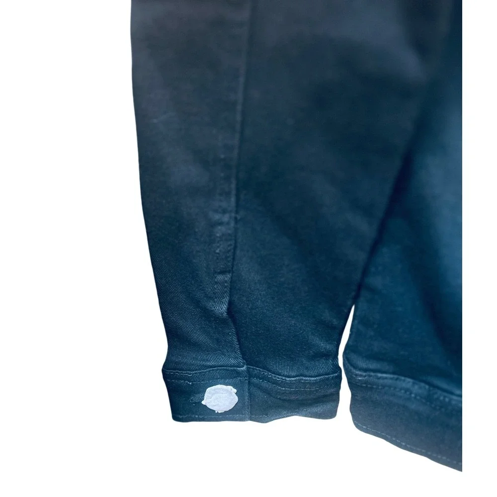 Blue Seven Mens Black Distressed Paint Drip Moto‎ Denim Trucker Jacket Small
